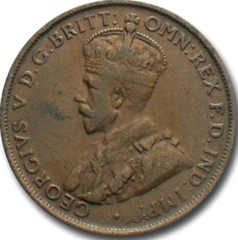 (1925) Монета Австралия 1925 год 1/2 пенни &quot;Георг V&quot;  Бронза  XF